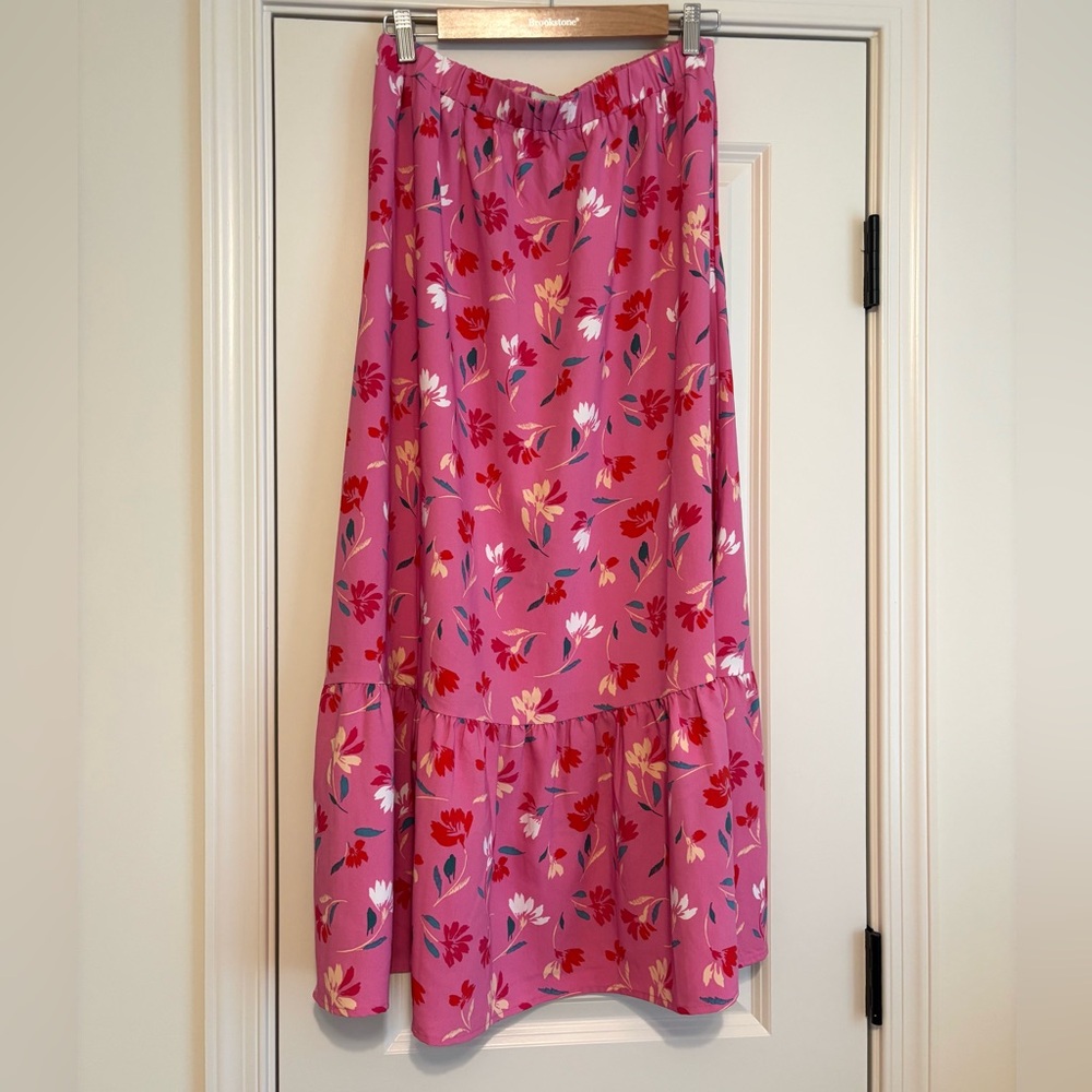 EUC - Bright Pink Floral Maxi Skirt